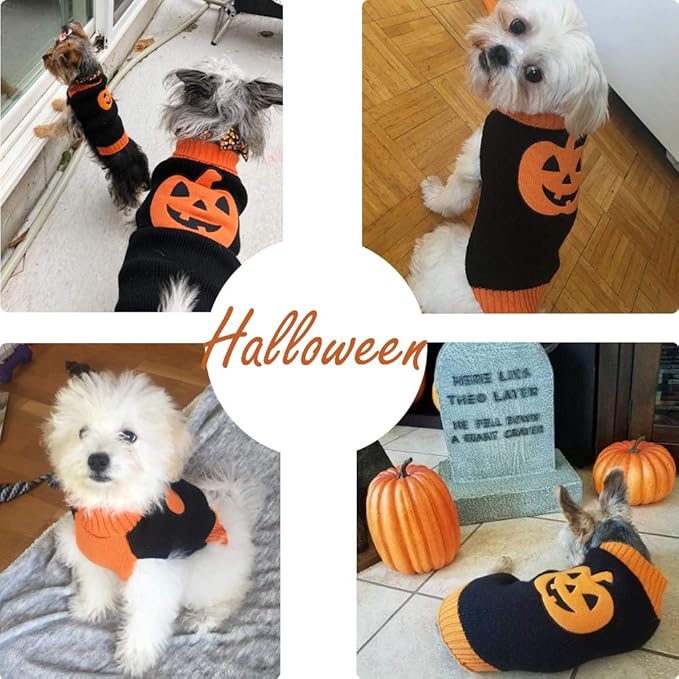 NACOCO Dog Sweater Pumpkin Pet Sweaters Halloween Holiday Party for Cat and Puppy (XL)