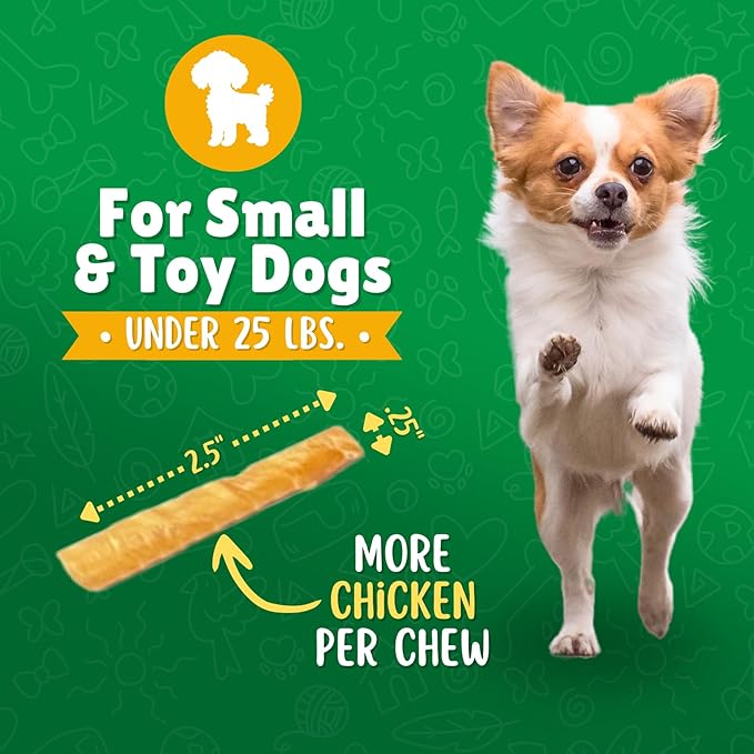 Chicken Wrapped Rawhide Dog Treats for Toy Dogs Under 25 lbs. – 40ct. Rawhide Chew Sticks – Limited Ingredient Long Lasting Chews Made in The USA with Natural Chicken and Beef Hide Twists