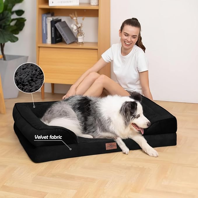 Comfort Expression Small Dog Beds Waterproof Orthopedic Foam Dog Sofa Beds for Small Dogs Comfy Pet Bed with Washable Removable Cover & Non-Slip Bottom(X-Small,Black)