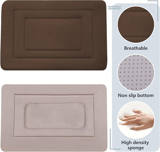 JoicyCo Dog Bed Soft Dog Crate Bed Pad Mat, 36 in Non Slip Bottom Washable Beds for Medium and Large Dogs, Pet Bed Mattress Kennel Pad, Dark Brown