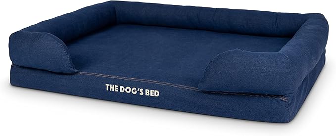 The Dog’s Bed, XL Blue Denim 43.5x34, Memory Foam, Pain Relief: Arthritis, Hip & Elbow Dysplasia, Post Surgery, Lameness, Supportive, Calming, Waterproof Washable Cover, Veterinary Approved