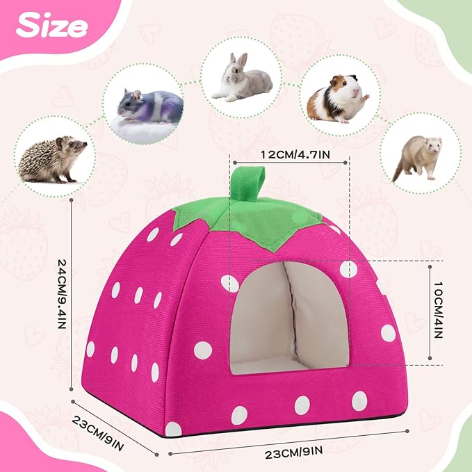 Guinea Pig Hideout for Small Animals(Guinea Pig Bed with Warm Fleece, Washable Pet Cushions, Winter Sleeping Warmth)