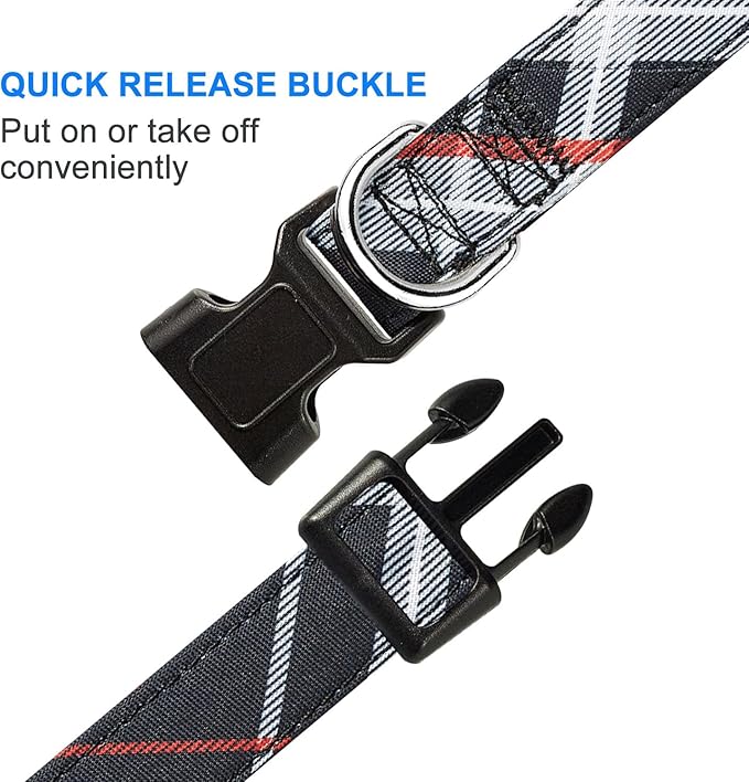 Nylon Dog Collar Soft Neoprene Padded Adjustable Dog Collars for Small Medium Large Dogs (XS Neck 9"-12", Black)