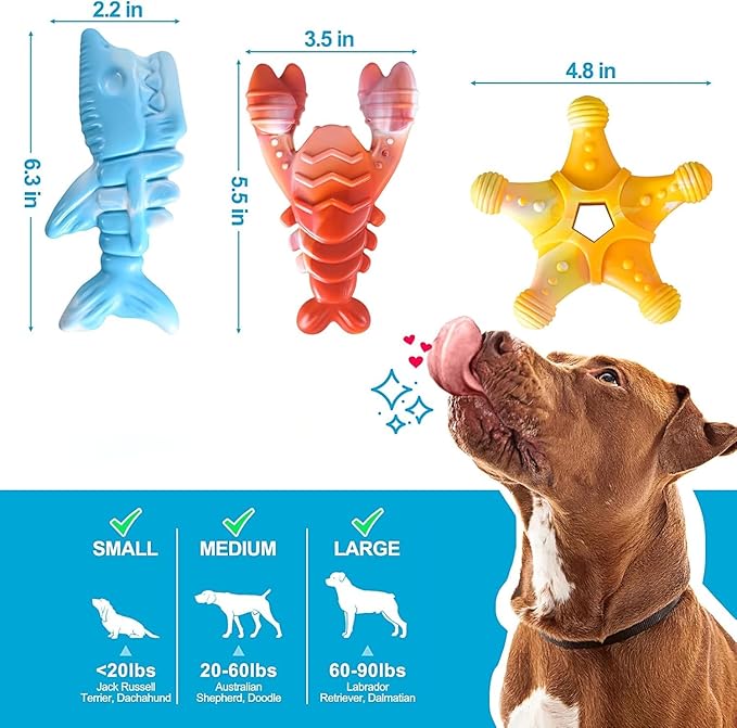 Dog Toys 3 Pack, Indestructible Toys for Aggressive Chewers, Tough Dog Chew Toys for Large Medium Breed, Dog Bones Chew Toys for Super Chewer