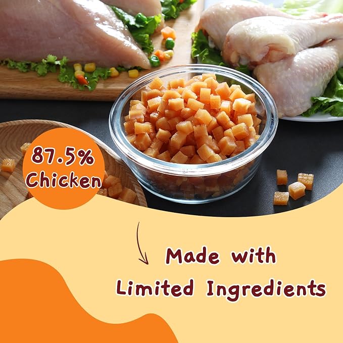Jungle Calling Soft Chicken Treats for Dog and Cat, Natural Grain Free Chewy Food Snacks for Training Rewards for Small Dogs, High Protein, 10.6 oz