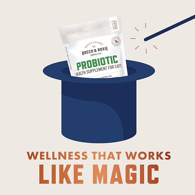 Rocco & Roxie Cat Probiotic Health Supplement for Cats, Prebiotic and Postbiotic for Digestive + Gut Support, Constipation Relief, Anti Diarrhea, Supplements & Vitamins, Chicken Flavored Crunchy Chews