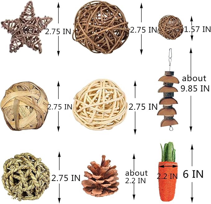 Hamster Chew Toys，24PCS Combined Chew Toys Molar Sticks Sweet Bamboo Apple Branch Molar Toy for Rabbits Pets Chinchilla Squirrel Gerbil Hamster Squirrel Guinea