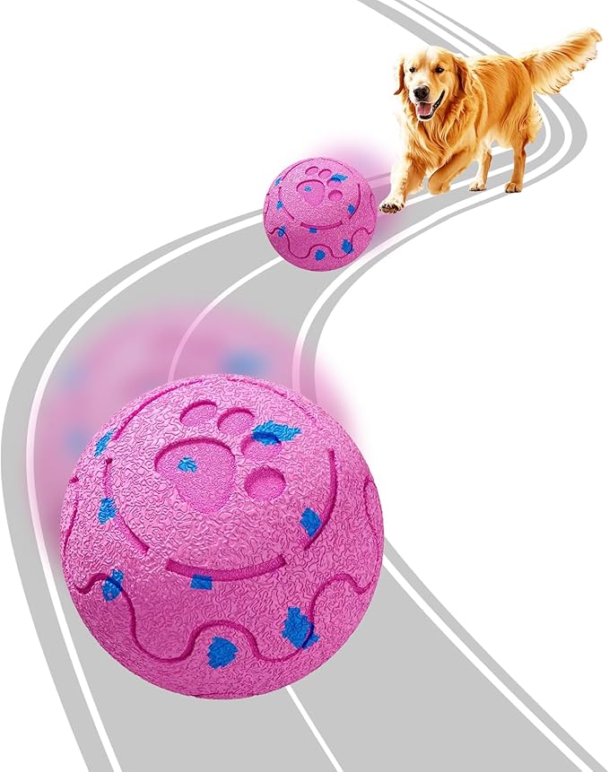 Dog Balls: Interactive Dog Ball, Self-Moving Dog Toy with Auto-Rolling & Bouncing, E-TPU Material, IP54 Waterproof, Motion-Activated, for Small/Medium/Large Dogs (Pink)
