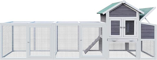 122" Large Chicken Coop with Nest Box and Removable Tray, Hen House for 2-6 Chickens, Outdoor Weatherproof Small Animal Cages