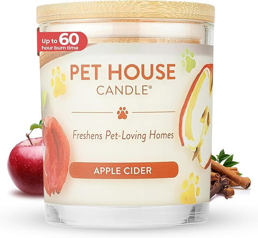 One Fur All Pet House Fall Candles, Long Lasting, Clean Burning, Soy Wax Scented Candles for Pet Odor, Apple Cider