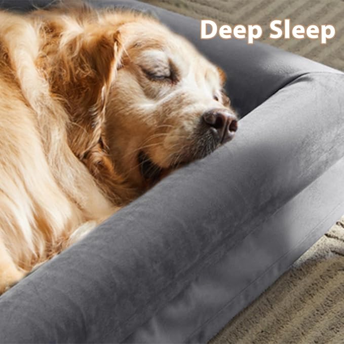 WNPETHOME Orthopedic Dog Bed for Large Dogs – XL Washable Pet Bed with Waterproof Cover, Bolstered Sides & Anti-Slip Base – Premium Plush Dog Couch for Indoor Use, Comfort & Joint Relief