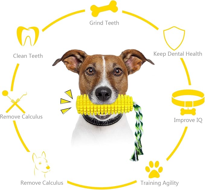 Sumind Dog Tough Corn Toys for Aggressive Chewers Indestructible Durable Squeaky Toothbrush Interactive Corn Puppy Toys for Small Medium Large Breed for Training and Cleaning Teeth