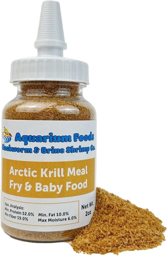 Aquatic Foods Inc. Arctic Krill Meal/Powder for Tropical Fish Fry and Babies, Nano & Micro Fish, Corals and Anemones…2oz Squeeze Bottle