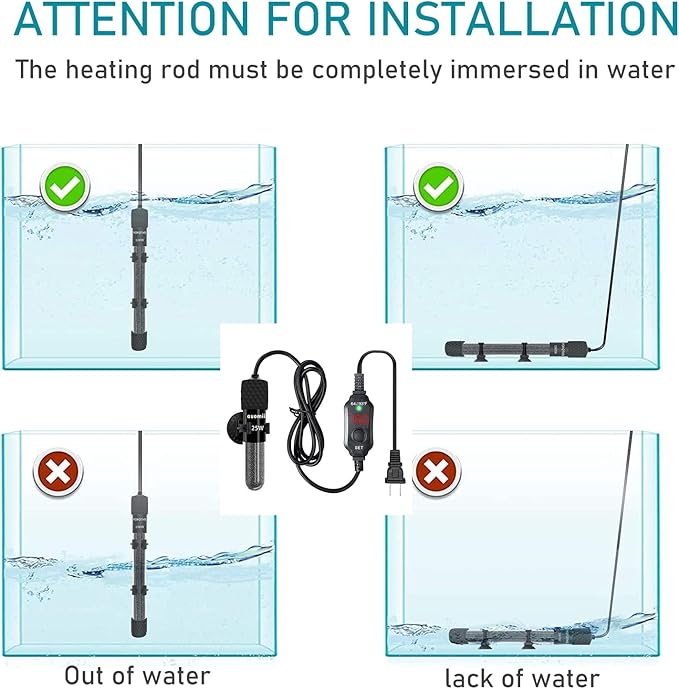Small Submersible Aquarium Heater,Adjustable Mini Fish Tank Heater 25/50/100/150/200/300 Watts with External Temperature Controller, LED Display, Smart Memory, Used for 1-60 Gallons (150W)