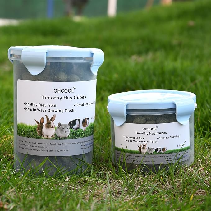 Timothy Hay Cubes 6oz -100% Natural Timothy Hay Made for Rabbits Sulcata Tortoise Guinea Pig, 6 oz