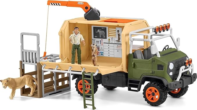 schleich WILD LIFE — 45-Piece Animal Rescue Toy Truck Playset with Ranger, Lion and Meerkat Figures, Playsets to Inspire Storytelling, Wild Animal Toys for Kids Ages 3+