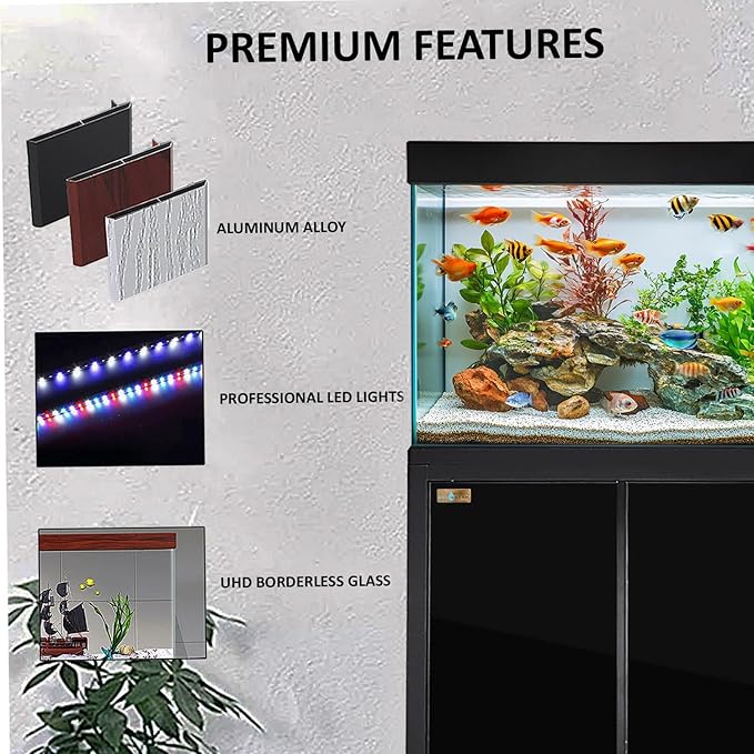 100-Gallon Aquarium Tempered and Ultra-Clear Glass (Full Setup) in All Black