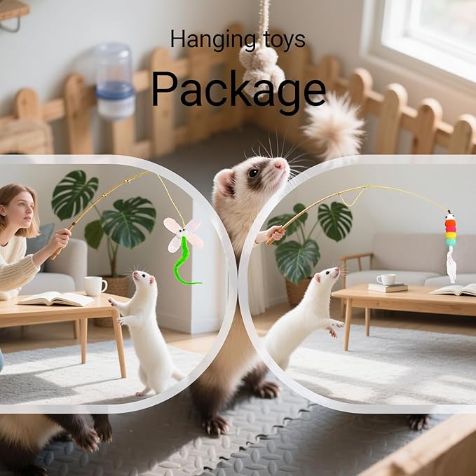 12 Pack Ferret Toys Set, Colorful Teething Balls Squeaky Toys Soft Rubber Balls Cute Ferret Plush Toy Interactive Sound for Ferret Rat Small Animals Cage Exercise Entertainment Chew Toys