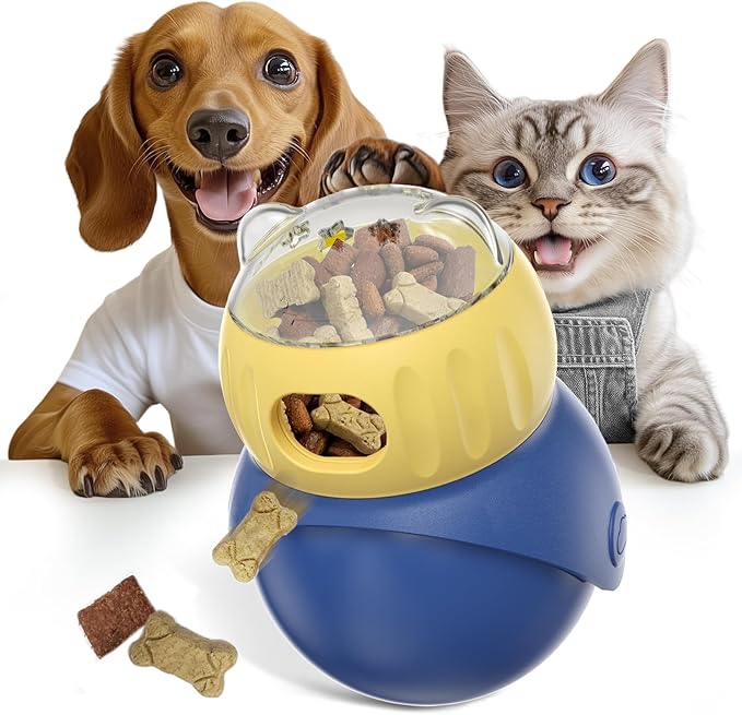 Interactive Owl-Shaped Puzzle Toy for Cats and Small Dogs - Non-Tippable Slow Feeder Food Dispenser for Healthy Eating & Anxiety Relief - Indoor Entertainment Toy