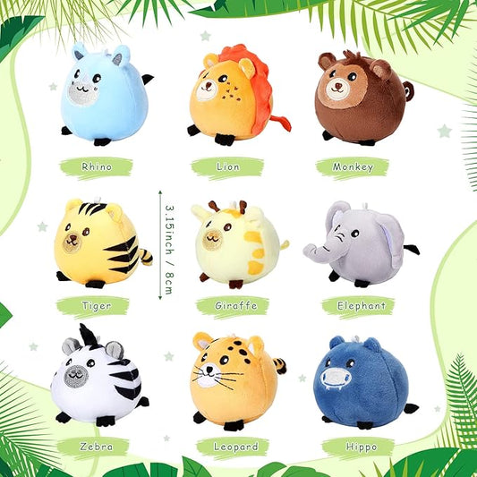 Skylety 9 Pcs Mini Plush Animals Toys Bulk 3.15 Inch Cute Soft Small Stuffed Animal Plush Keychain for Kids Goodie Bag Fillers Birthday Classroom School Prizes Festival Party Favors(Forest Animals)