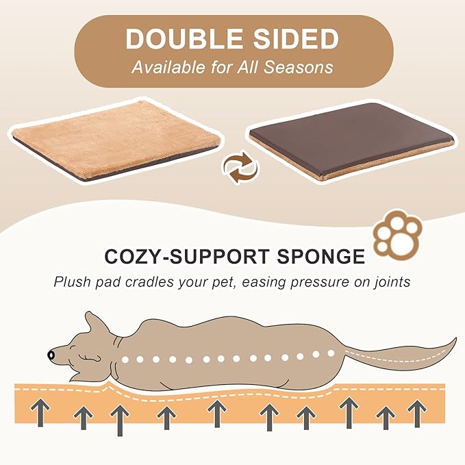 Jiupety Indoor Dog House, 2 in 1 Portable Foldable House Bed with Cover, Pet Tent & Cave Bed for Cats and Small Dogs, M(17"×14"×13"), Up to 9 Lb, Brown