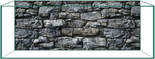 Aquarium Background & Fish Tank Background – Ultra HD Static Cling, Tape-Free, Realistic Rock Wall Design for Professional Aquarium Decorations 17.7 X 35.4 Inches