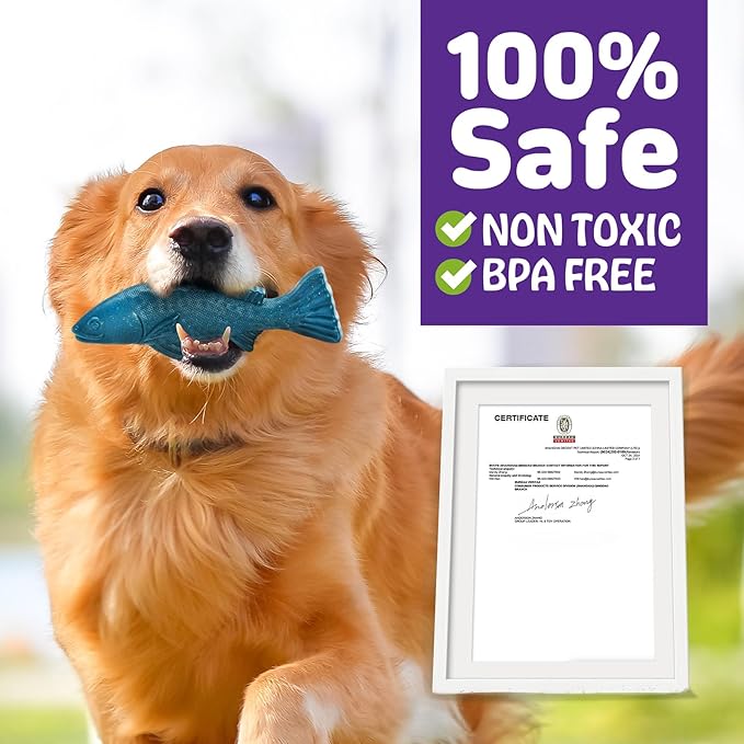 Tough Dog Toys for Aggressive Chewers, 1 Pack Indestructible Chew Toys, Bacon Flavored Nylon Dog Toys for Large Medium Small Breed, Colored Perch