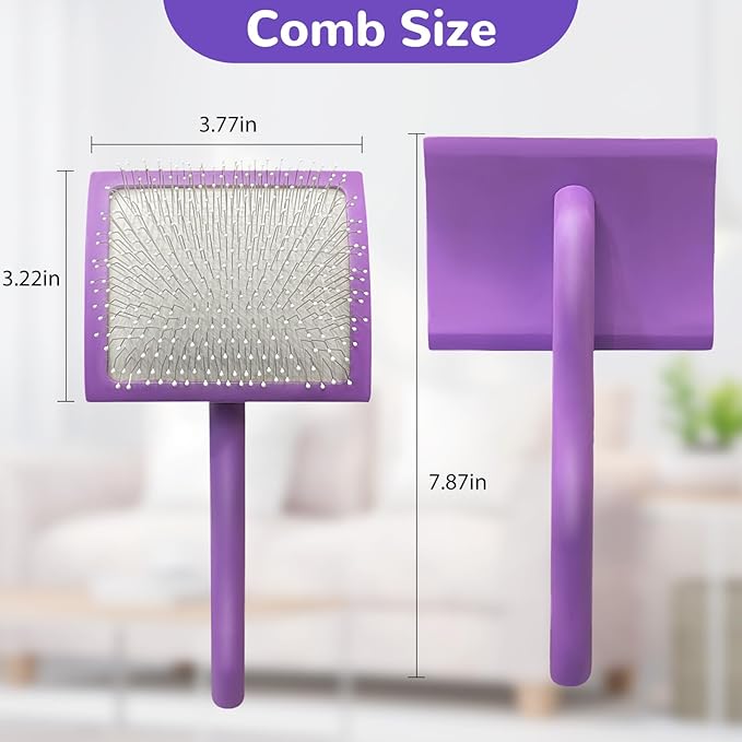 Slicker Brush for Dogs, Best Doodle & Poodle Brush for Long Haired Dogs, Large Dog Hair Brush with Little Round Rubber Tips, Dog Slicker Brushes Goldendoodle Long Pin Detangler for Dematting