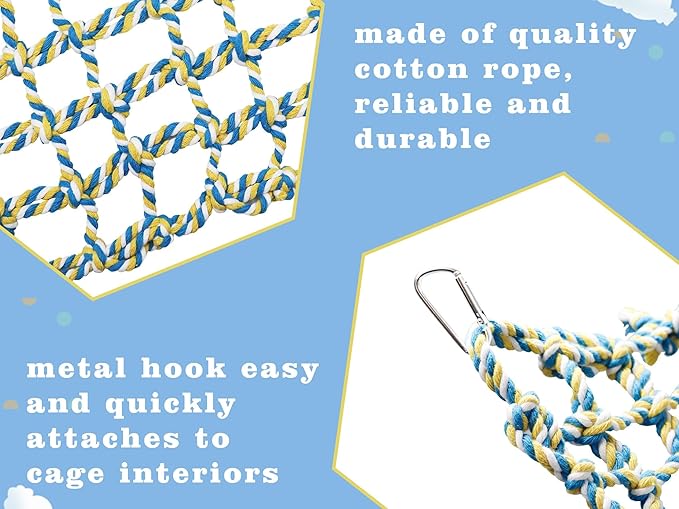 Colorful Bird Rope Net, Pet Hanging Hammock, Ladder Bridge, Small Animal Toy, Cage Decor Accessories for Rat Hamster Bird Ferret