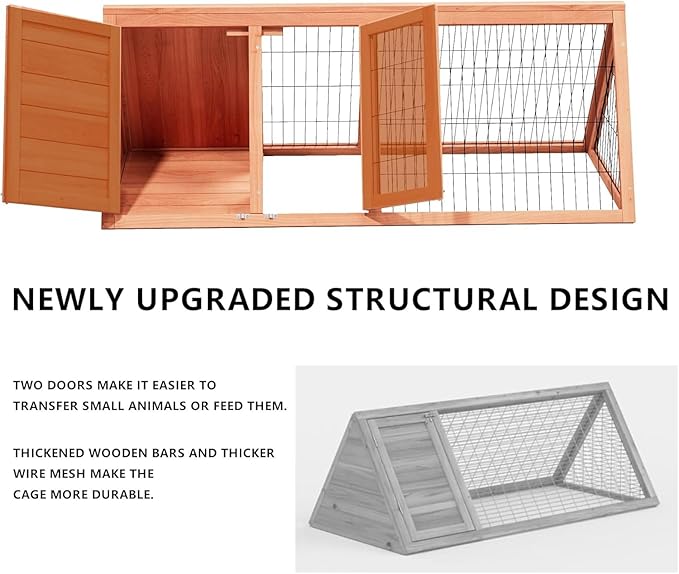 Rabbit Hutch & Chicken Coop Outdoor Small Animal Cage (Brown)