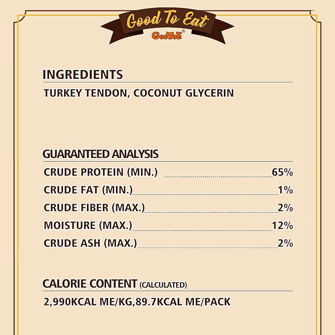 Gootoe Turkey Tendon Dog Treats, Bone (M) 1 lb, USA-Sourced Turkey Tendon, Natural Snack, Premium Puppy Chews, Hypoallergenic, Rawhide Free, Reseal Value Bag, Size for Medium Dogs