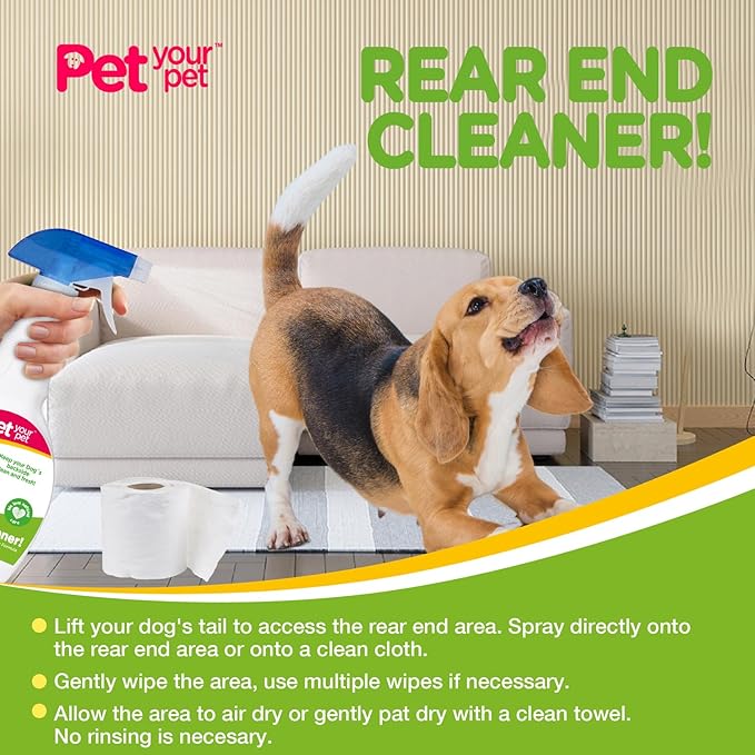 Rear End Cleaner – Safe Dog Butt Spray to Keep Your Dog’s Backside Clean & Fresh – No Rinse Dog Spray Made with Natural Ingredients - Anal Cleaner Pet Supplies