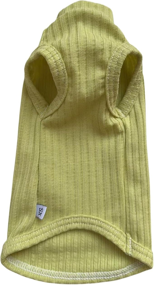 Sphynx Cats Shirt Cat Turtleneck Cotton Sweater Pullover Kitten T-Shirts with Sleeves Cat Pajamas Jumpsuit for Sphynx Cornish Rex, Devon Rex, Peterbald (X-Small, Green Yellow)