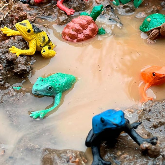 Safari Ltd. Frogs & Turtles TOOB - 12 Mini Frog and Turtle Figurines - Educational Toy Set for Boys, Girls,and Kids Ages 3+