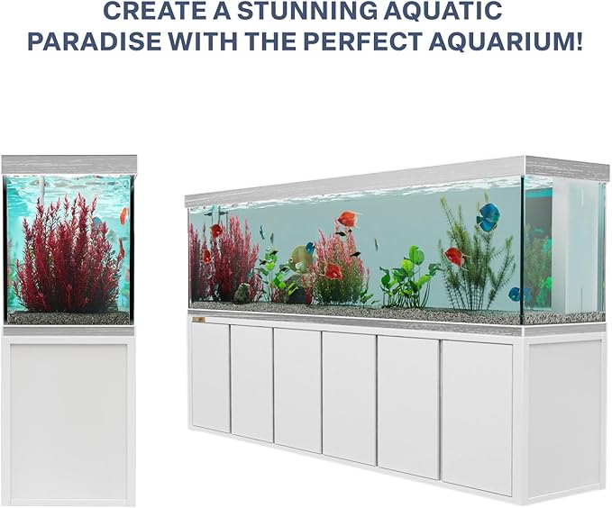 500 Gallons Tempered Glass Aquarium, Modern Rectangular White Silver Tank with Advanced Filtration System - Fish & Aquarium Equipment