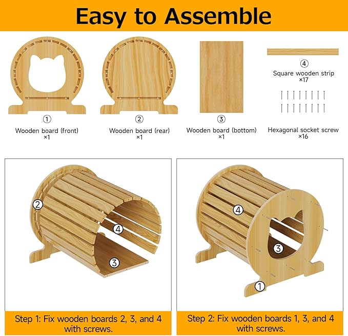 Pine Wood Cat House - Shelter for Cats,Solid Wood Pet Cabin for Cats,Small Dogs,Guinea Pigs.Suitable for Indoor and Outdoor Use. Easy Assembly,Weather-Resistant,Sleek and Versatile Design.