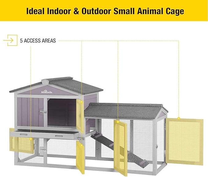Aivituvin Chicken Coop Outdoor Rabbit Hutch Expandable Indoor Cage for Bunny, Small Chicken, Quail, Duck 57" L