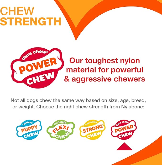Nylabone Power Chew Classic Bone Chew Toy for Dogs, Durable Dog Toys for Aggressive Chewers, Bacon Flavor, Large/Giant - Up to 50 lbs. (1 Count)