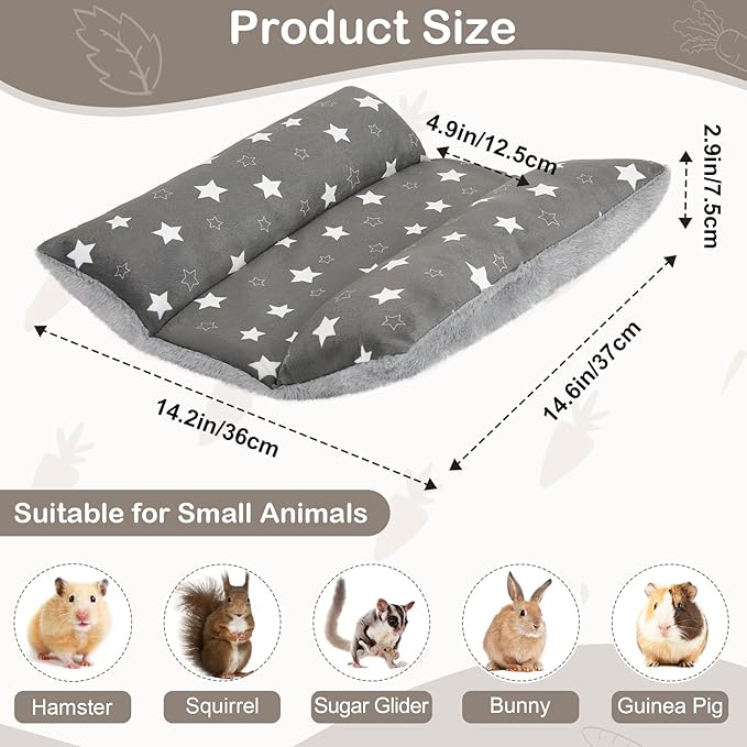 Rabbit Bed 15"X14"Thickened and Soft Bunny Bed Washable Cuddle Cushion Plush Mat Double-Sided Plush Small Pet Flop Mat Cotton Pillow for Rabbit
