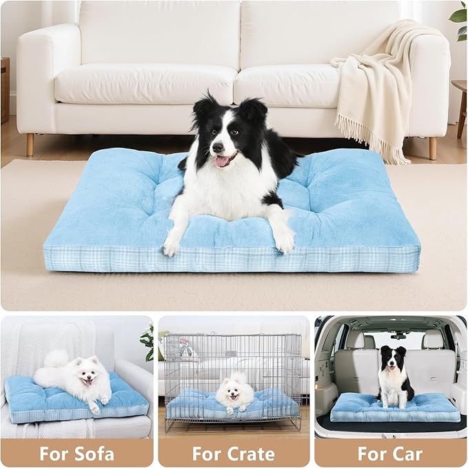 MIHIKK Washable XXL Dog Bed for Extra Large Dogs with Anti-Slip Bottom, Premium Foam Pet Pad for Crate for Large Medium Small Sized Puppies, 47" x 29" Blue