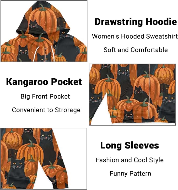 Womens Zip Front Plaid Sweatshirts Print Hoodie Fall Jackets Long Sleeve Casual Drawstring Clothes