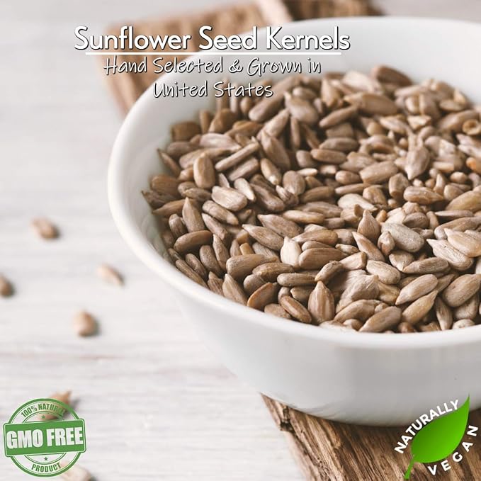 Raw Sunflower Seed Kernels by Gerbs – 2 LBS - Top 11 Food Allergen Free & Non GMO - Vegan & Kosher - Seed Country of Origin USA – Premium Grade Shelled Sunflower
