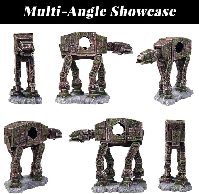 Fish Tank Decorations at-at of Star Wars Aquarium Decorations Betta Fish Tank Accessories for Sleep Rest Hide and Play (S)