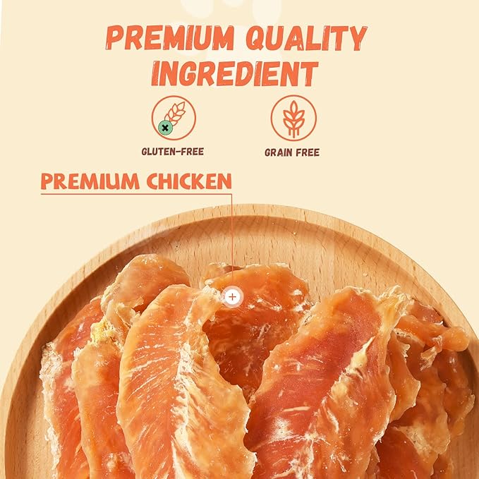 Dog Treats Chicken Jerky Tenders, Healthy Human Grade Chicken w/Taurine Rawhide-Free Grain-Free, High Protein Training Reward Treats Snacks for Small Medium Large Breed, 12 Counts, 10.6 oz