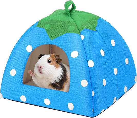 Guinea Pig Hideout for Small Animals(Guinea Pig Bed with Warm Fleece, Washable Pet Cushions, Winter Sleeping Warmth)