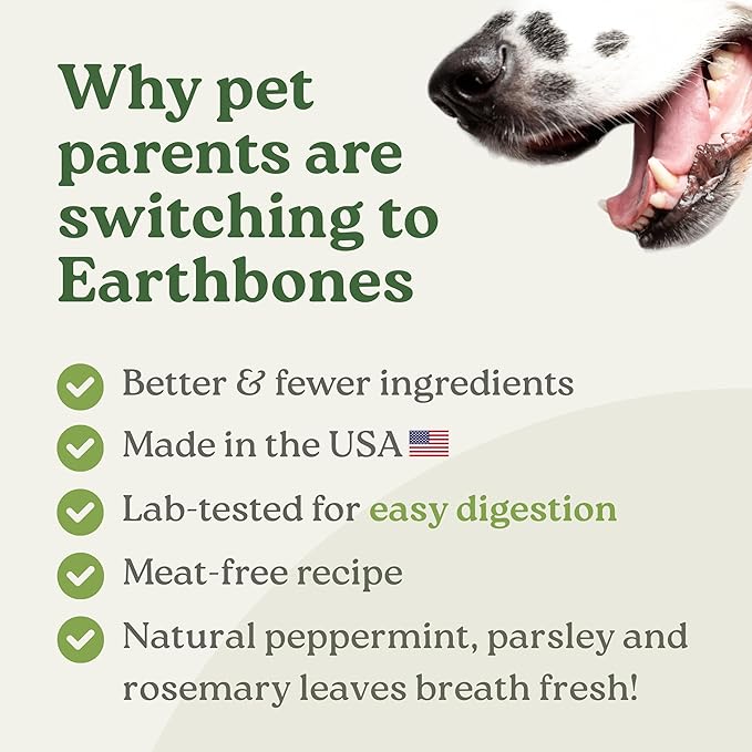 Presidio Earthbones (Formerly Terrabones) Dental Chews, Dog Teeth Cleaning Treat, Small, 13 Treats