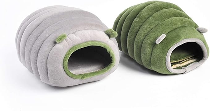 HLMOptimo Guinea Pig Hideout Bed Rabbit House Cave Accessories Cozy Hide-Out for Bunny Hedgehog Ferret Chinchilla&Other Small Animals (Grey, Caterpillar)