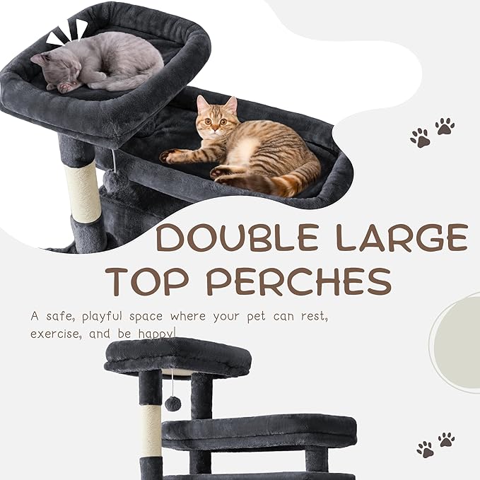 Tall Cat Tree Tower Large: 80-Inch 8-Level Extra Giant Cat Condo for Indoor Big Cats Adults with 9 Scratching Posts, 2 Perches, 2 Caves, 2 Basket, 2 Stairs, Heavy Duty, Huge