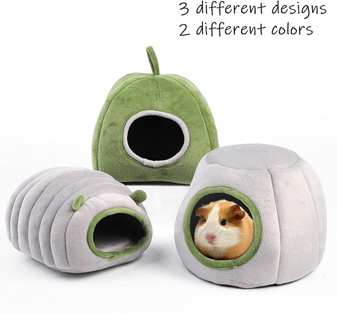 HLMOptimo Guinea Pig Hideout Bed Rabbit House Cave Accessories Cozy Hide-Out for Bunny Hedgehog Ferret Chinchilla&Other Small Animals (Grey, Caterpillar)