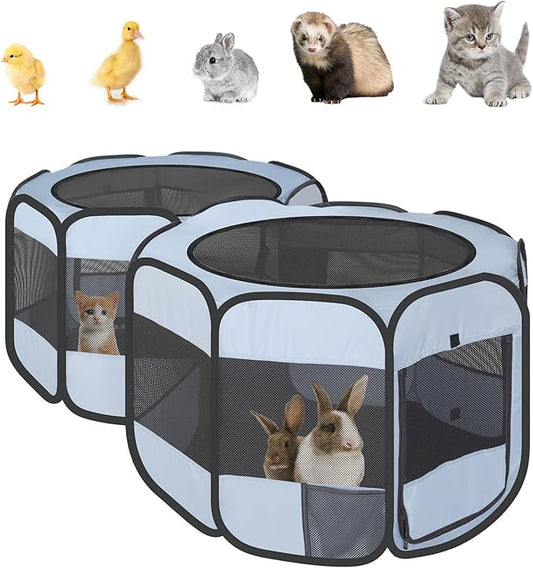 EighteenTek Small Animals Playpen Pop up Small Pet Cage Enclosure Tent Chick Run Brooder Coop Foldable Kennel for Kitten Ferret Puppy Guinea Pig Rabbit Hamster Chinchillas(No Divider, Unified Space)